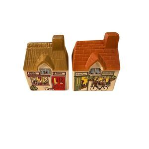 Vintage Wade England Village Stores Salt and Pepper Shakers Cruet Set